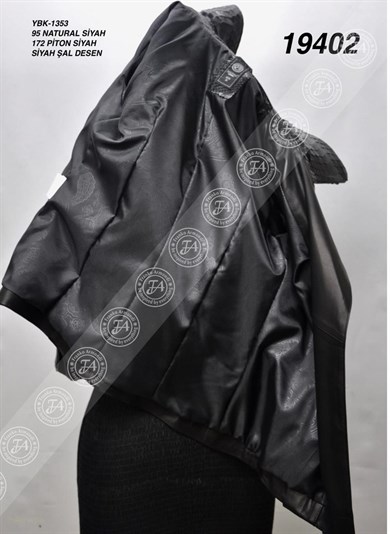 Bayan Gerçek Deri Klasik Ceket  Piton Siyah YBK-1353-19402 FA2