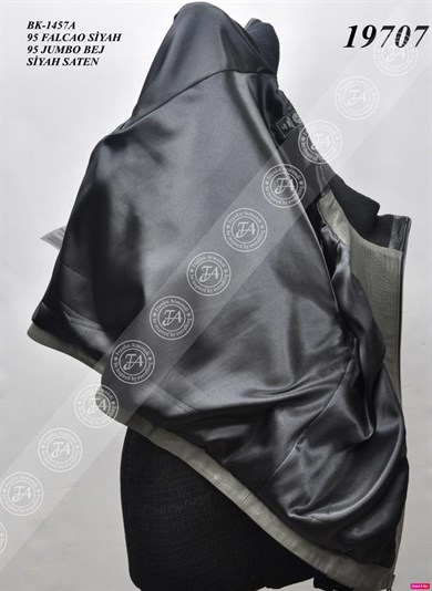 Bayan Gerçek Deri Spor Ceket Oversize Su geçirmez Kumaş Trok Siyah-Yeşil BK-1457A-19707 FA2